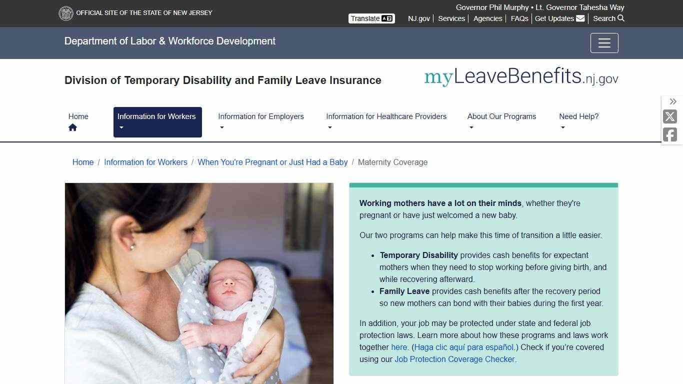 Division of Temporary Disability and Family Leave Insurance | Maternity Coverage
